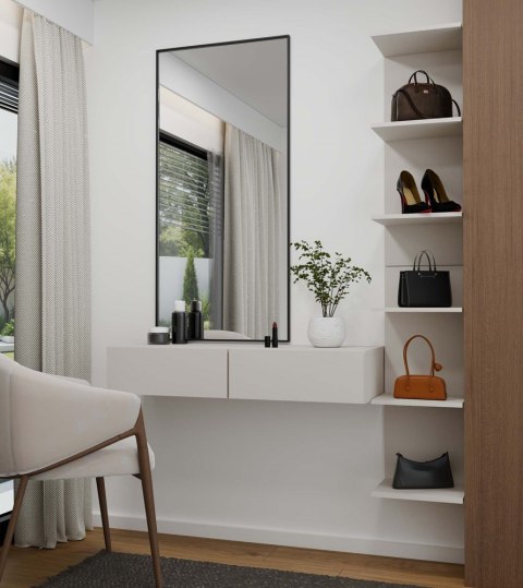 ELEGANCKA TOALETKA WISZĄCA MIKA 110 CM 2 SZUFLADY DO SYPIALNI KOLOR KASZMIR ELEGANCKA TOALETKA WISZĄCA MIKA 110 CM 2 SZUFLADY DO SYPIALNI KOLOR KASZMIR