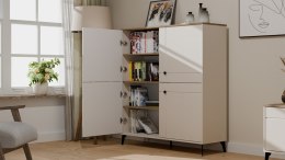 ELEGANCKA KOMODA POINT 4 DRZWI 8 PÓŁEK DO SALONU DĄB CASTELLO / KASZMIR